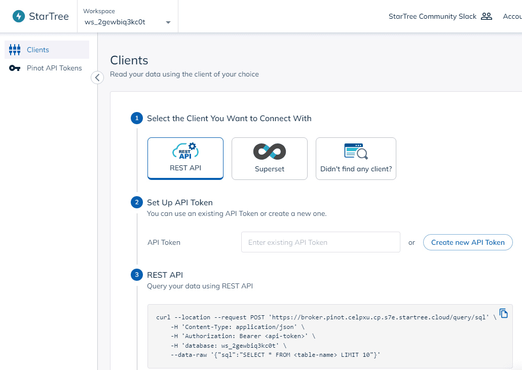 Setting up an API token for Superset