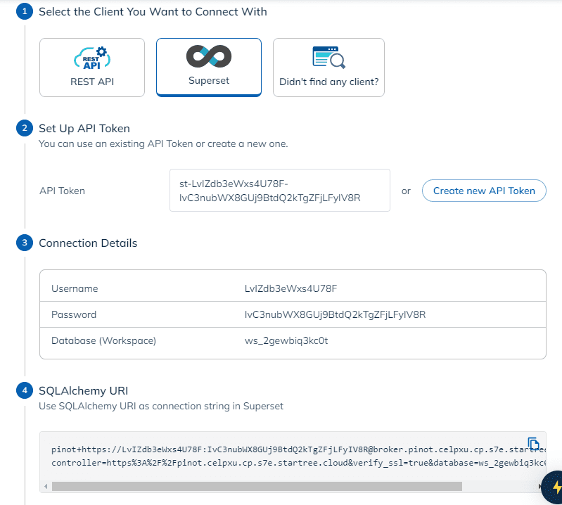 Setting up an API token for Superset