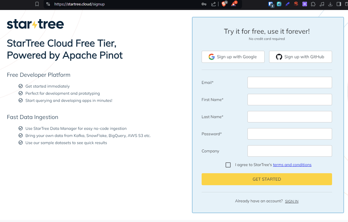 How to get started with StarTree Cloud Free Tier