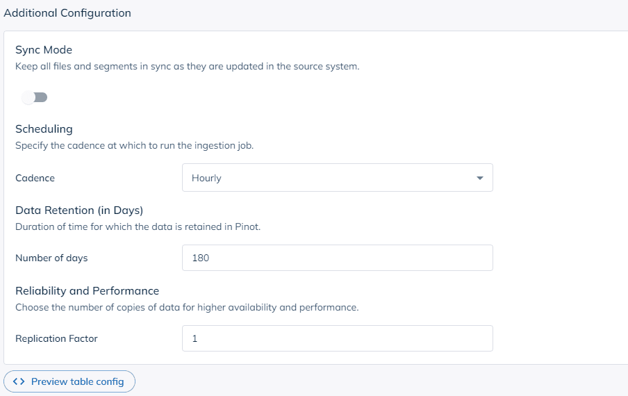 Set parameters such as frequency of data syncing and data retention