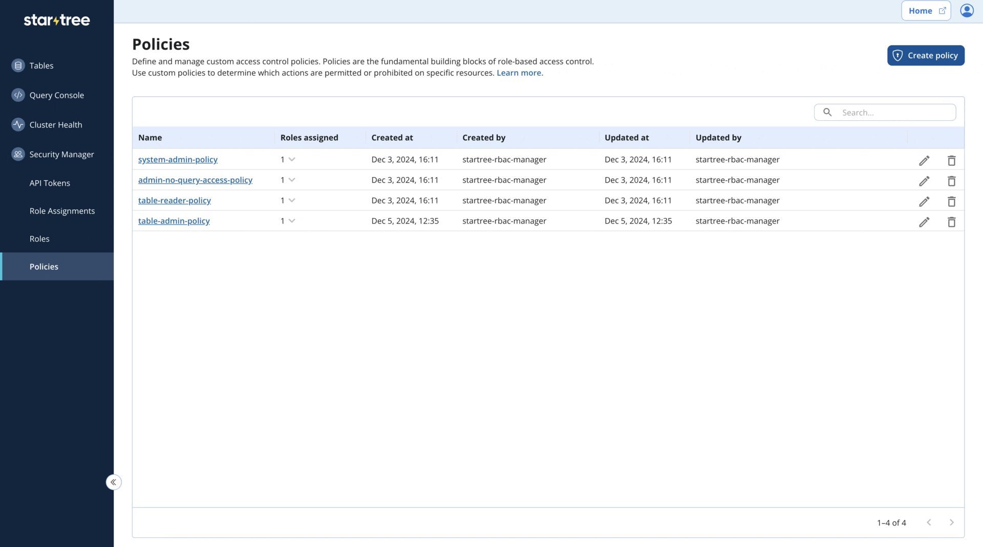 How to configure RBAC using StarTree's Security Manager