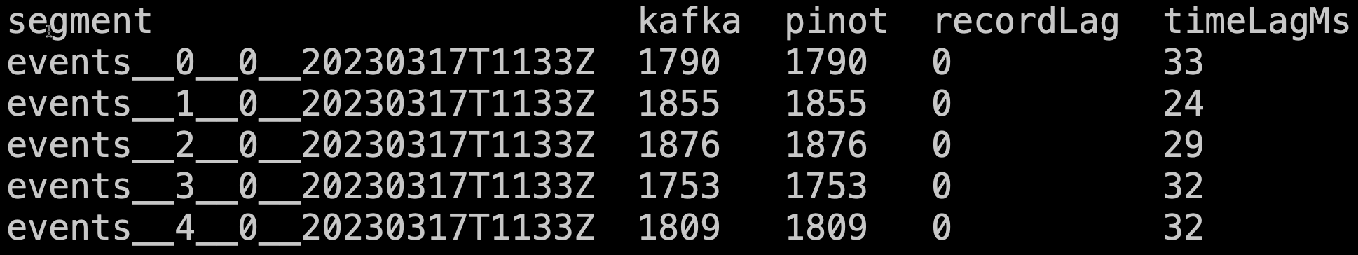 Consumer record lag output Consumer record lag output