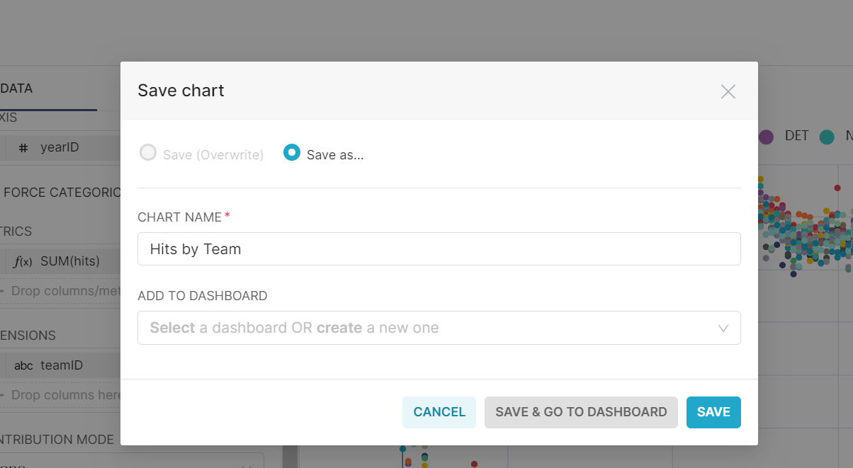How to name and save a chart in Apache Superset